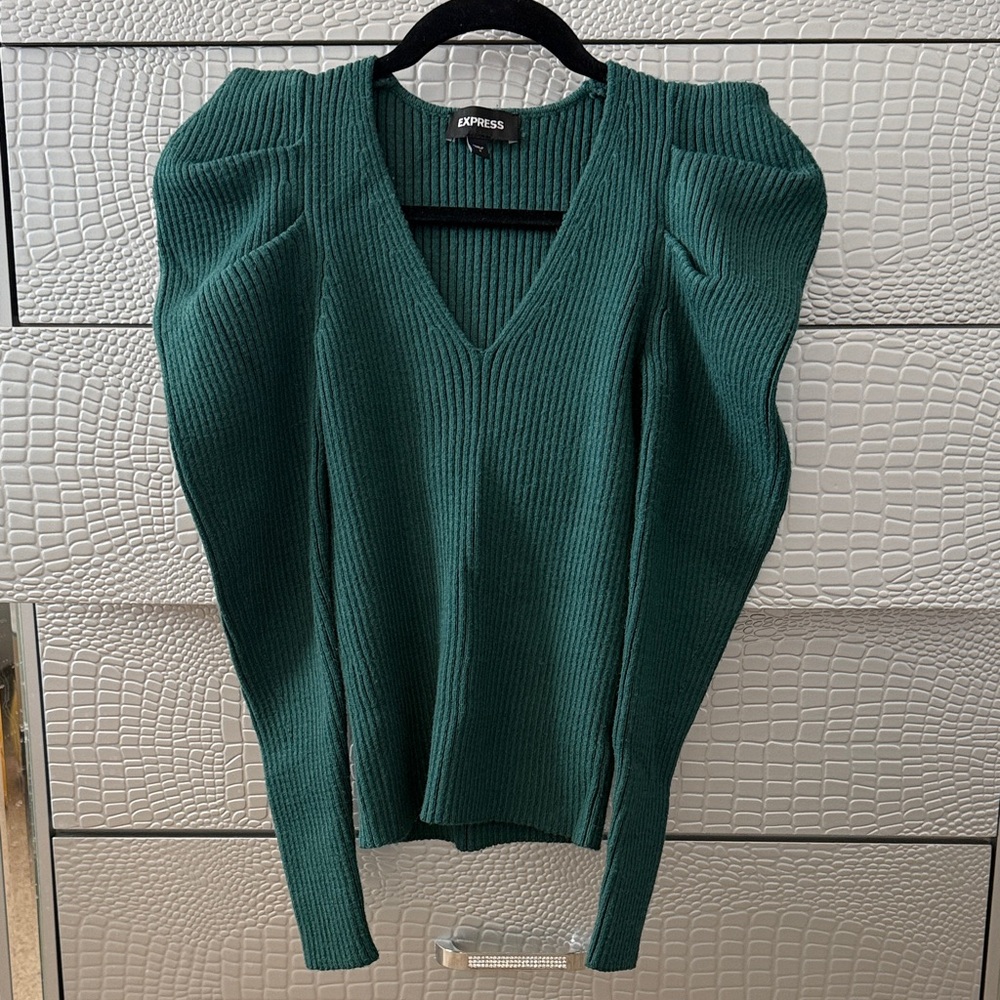 Express Teal V-Neck Women's Sweater